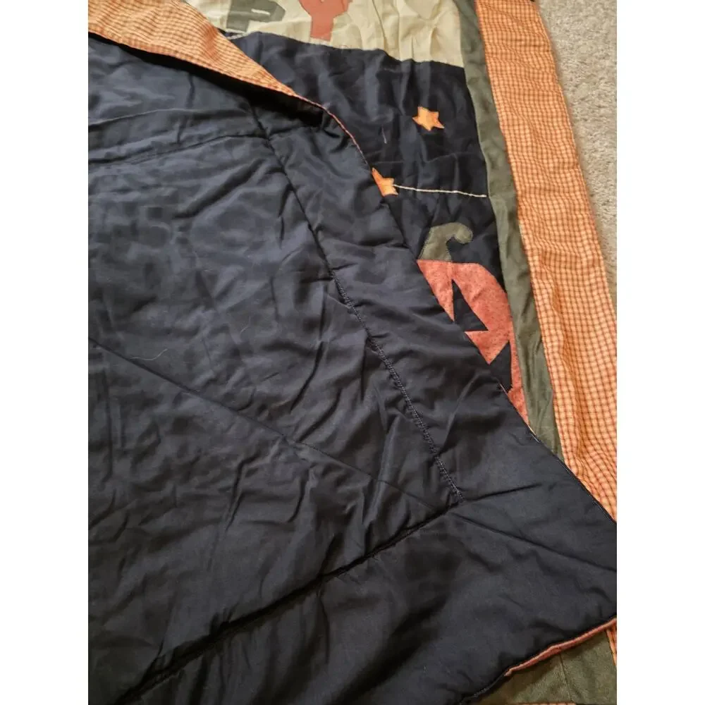 Handmade Halloween Quilt 50x60 Jack O Lantern Pumpkin Patchwork Wall Hanging